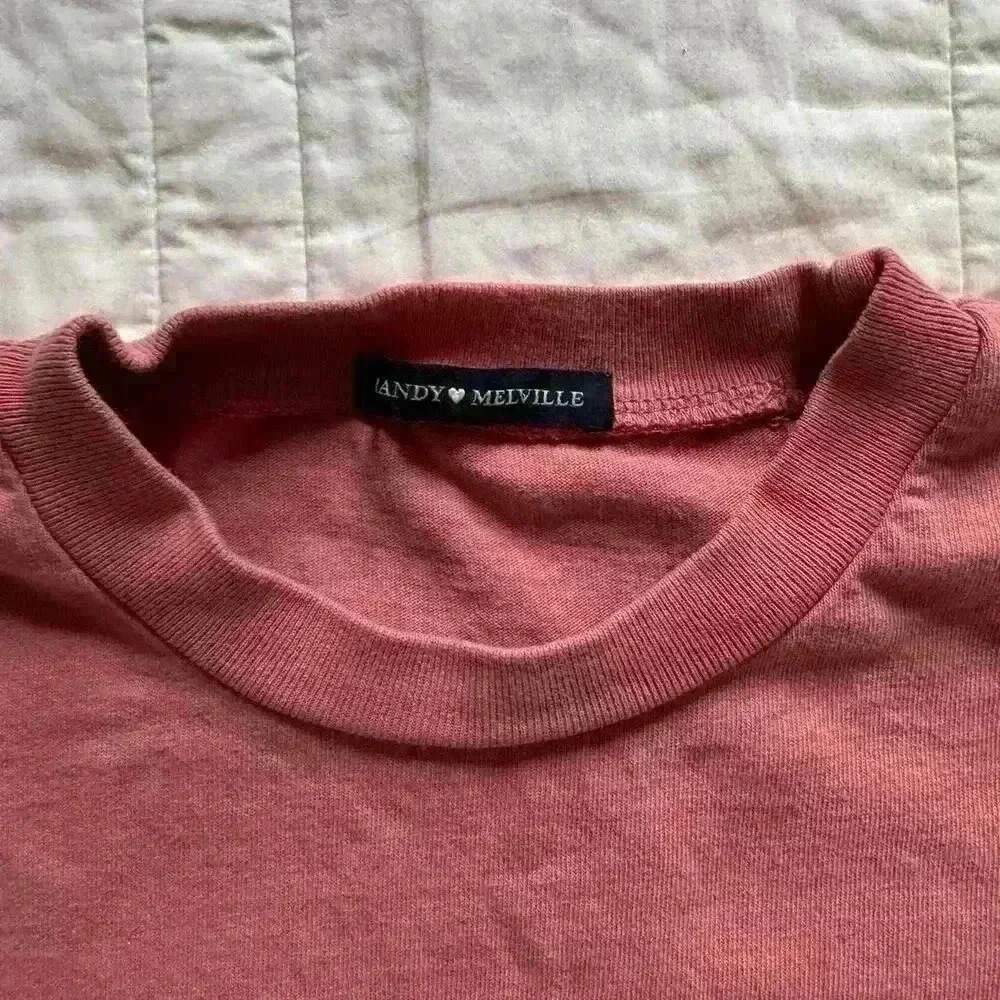 Pink butterfly baby tee brandy Melville womens sz small cotton shirt boho fairy - Picture 5 of 8